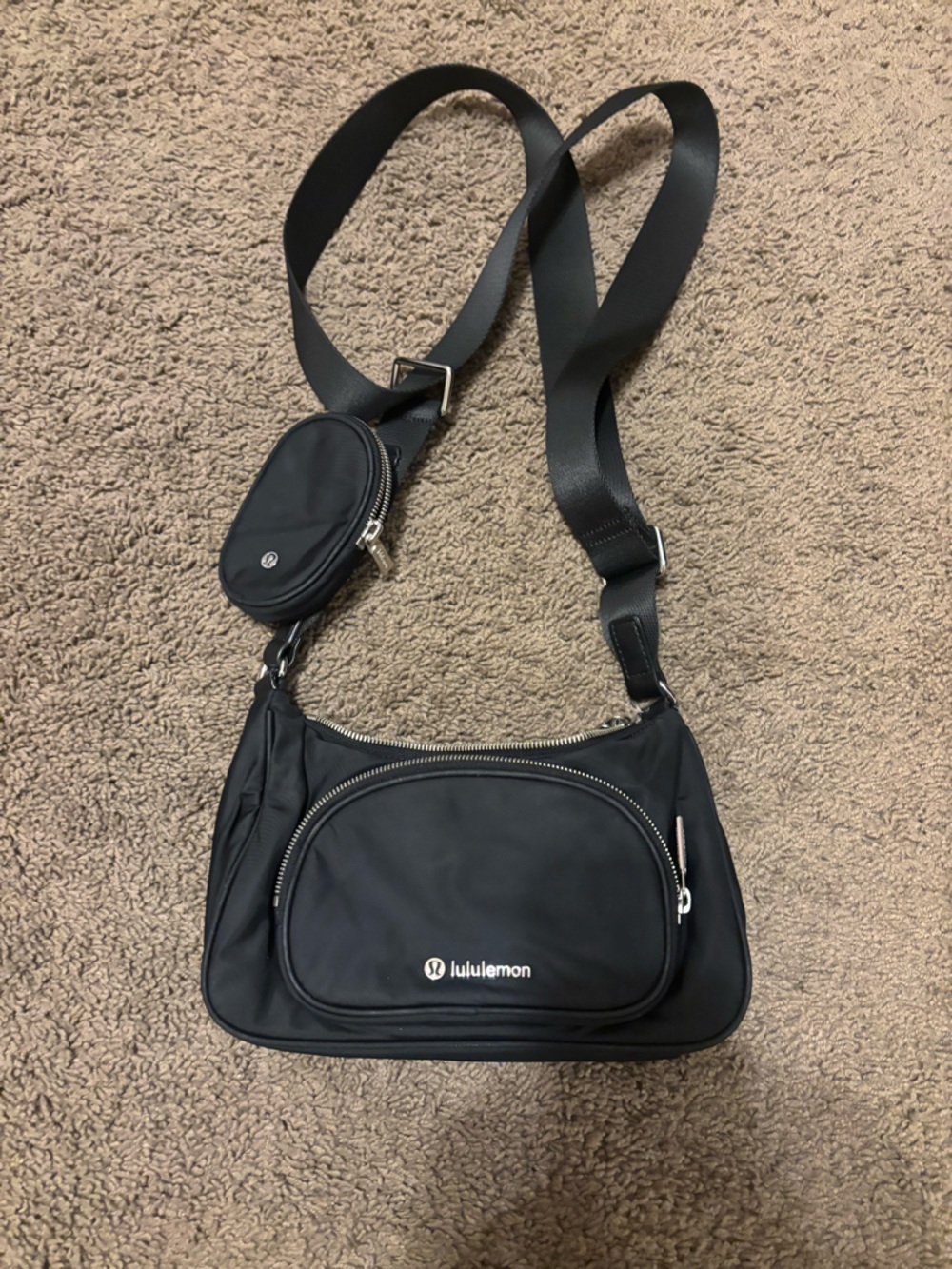 lululemon athletica Black Sling Belt Bag with Detachable Coin Pouch